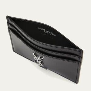 NEW ✅ Saint Laurent Men's YSL Monogram Calf Leather Card Case NERO - NEW (🌟)